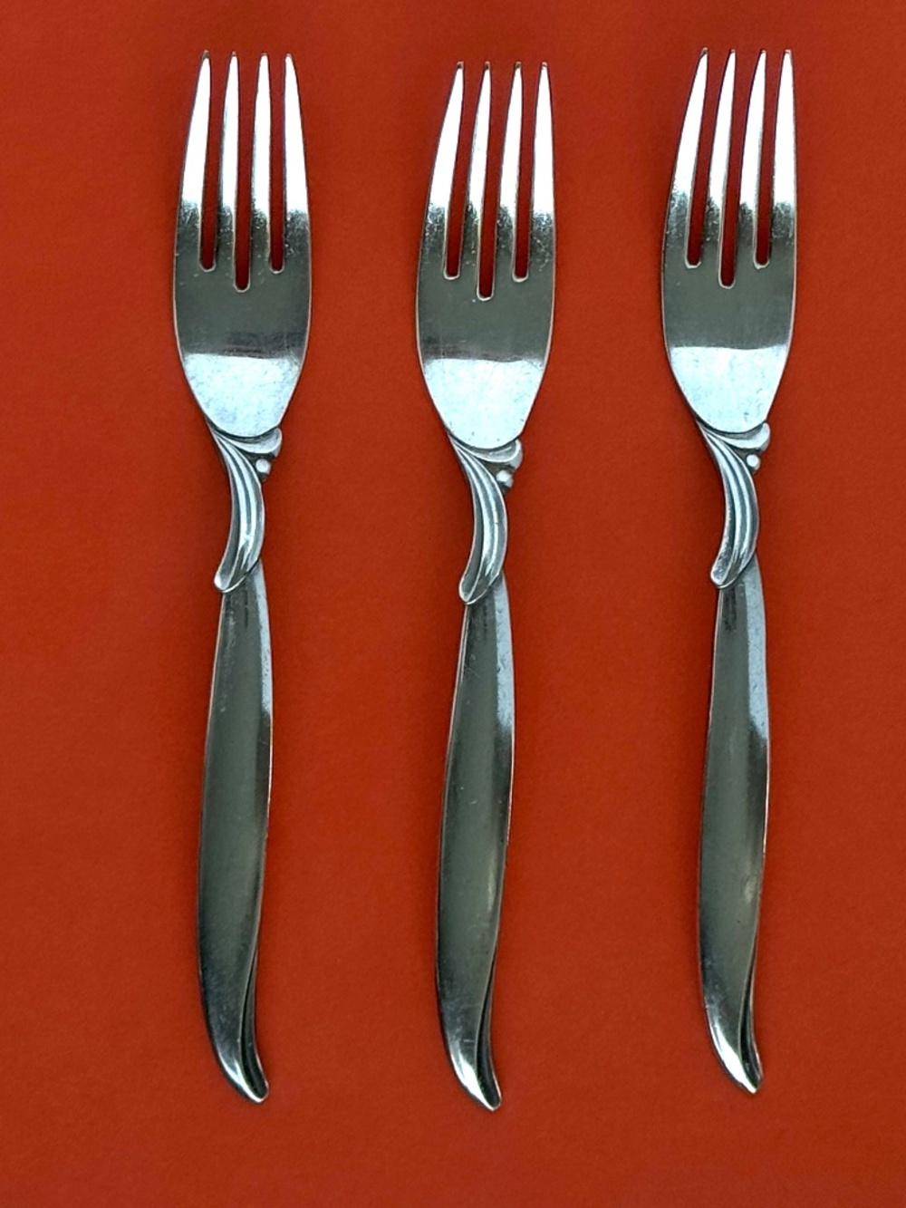 Rogers/International Silver FLAIR Silverplate Dinner Forks (3) MCM Vintage 1956